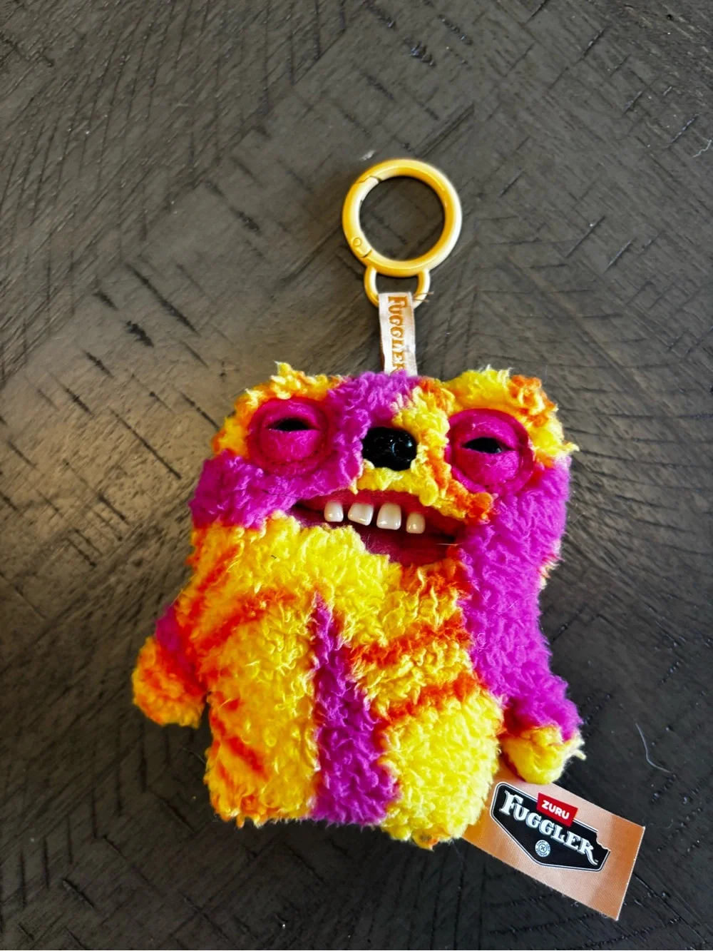ZURU Fuggler Plush Keychain in Yellow & Pink - Kids Bag Charm